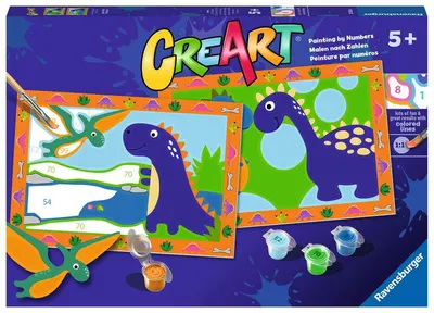 Set de vopsea după număr Ravensburger CreArt - Dinozaur