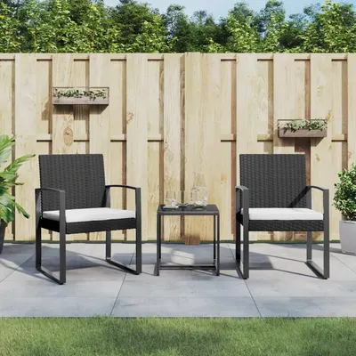 Gossi set mobilier de gradina cu perne, 3 piese, negru, pp ratan