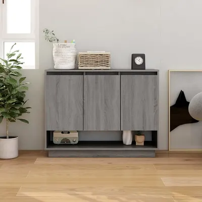 vidaXL Servantă, stejar sonoma gri, 97x31x75 cm, PAL