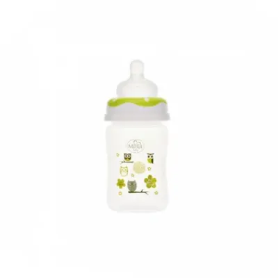 Biberon gat larg Minut Baby cu tetina silicon 150 ml verde