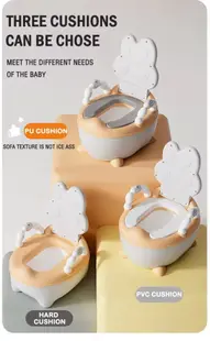 Olita pentru copii Little Mom Orange Bunny, colac moale din spuma PU, capac rabatabil si vas colector detasabil, dimensiune 36 x 30.5 x 43.5 cm