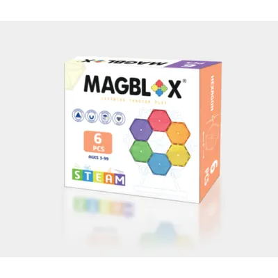 Set magnetic Magblox - 6 piese magnetice hexagon pentru constructie