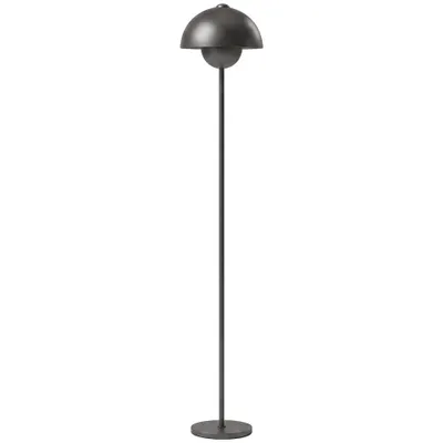 HOMCOM Lampă de podea, abajur rotund, comutator de picior, cablu lung, aspect elegant, metal, gri | Aosom Romania