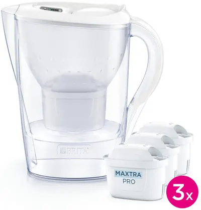 Cană de filtrare apă BRITA - Marella Cool Memo Pro, 2.4 l, 3 filtre, alb