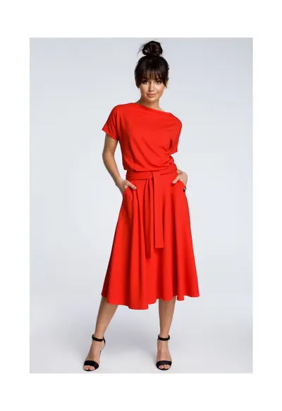 Rochie de dama - Cu Bumbac - Modal - Negru - Rosu