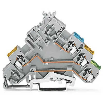 3-conductor actuator supply terminal block; with ground contact; with colored conductor entries; 2.5 mm²; CAGE CLAMP®; 2,50 mm²; gray