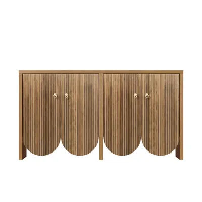 Bufet cu 4 uși, dulap de depozitare versatil pentru living, sufragerie, 147×40×80 cm, Culoare naturală