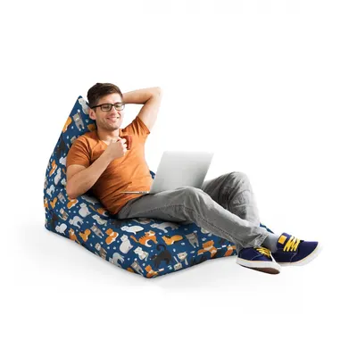 Fotoliu Puf Bean Bag tip Lounge Pisici fundal albastru