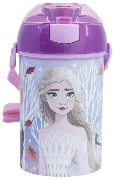 Sticlă cu pai Stor Frozen - Autum leaves, 465 ml, mov