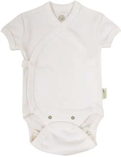 Body cu mânecă scurtă Bio Baby - bumbac organic, 56 cm, 1-2 luni, ecru