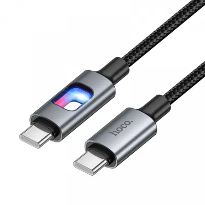 Cablu Date si Incarcare USB-C - USB-C HOCO U144 Led, 60W, 1.2m, Negru