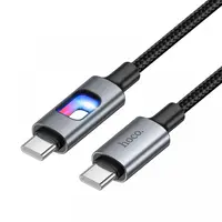 Cablu Date si Incarcare USB-C - USB-C HOCO U144 Led, 60W, 1.2m, Negru