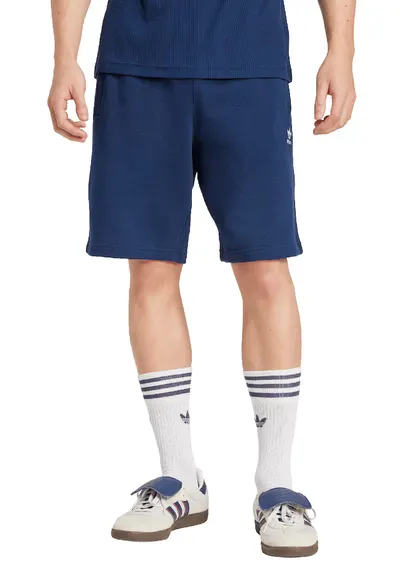 Pantaloni de trening scurti de bumbac Essentials Trefoil - Albastru petrol