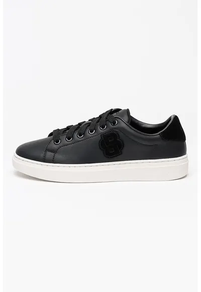 Pantofi sport de piele cu aplicatie monograma Kieran - Negru
