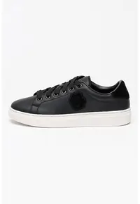 Pantofi sport de piele cu aplicatie monograma Kieran - Negru