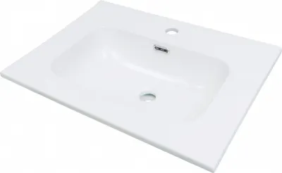 Lavoar baie incastrat, ceramic, cu gaura pentru baterie, 61x46.2 cm, alb, Deante Tubo