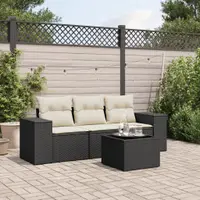 Gossi set mobilier de gradina cu perne, 4 piese, negru, poliratan