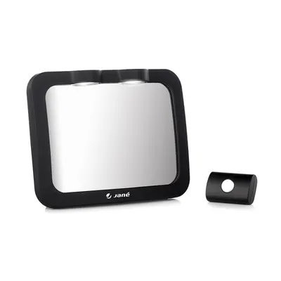 Oglinda auto, Jane, Pentru masina, Cu iluminare LED, Include telecomanda pentru pornire si oprire usoara, Din sticla rezistenta la spargere, 28 x 7 x 20 cm, Black