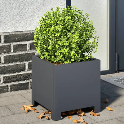 Gossi jardiniere de gradina, 2 buc., antracit, 30x30x30 cm, otel