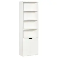 Biblioteca Moderna HOMCOM 4 Etajere cu Dulapior din Lemn cu 2 Usi, Mobilier Multifunctional pentru Living si Birou 59x29x180cm, Alba | Aosom Romania