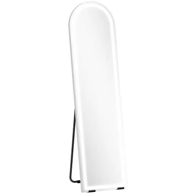 HOMCOM Oglindă de corp întreg cu lumini LED, 150 x 40 cm, arcuită, dimabilă, 3 culori de lumină, freestanding sau montare pe perete, Alb | Aosom Romania