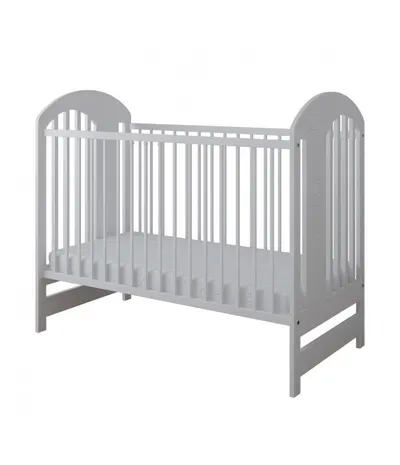 Set Patut din lemn pentru copii pana la 4 ani 124x66 cm cu sistem 3 bare detasabile Tymon White + Saltea cu husa detasabila din microfibra 12 cm grosime Nichiduta Cocos Comfort +