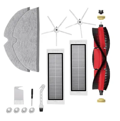 Set accesorii PAA-home compatibile cu Roborock S6 Pure, 2 perii laterale cu 5 brate albe, 2 filtre, doua lavete full cover, 1 perie centrala cu capeti