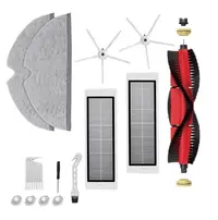 Set accesorii PAA-home compatibile cu Roborock S6 Pure, 2 perii laterale cu 5 brate albe, 2 filtre, doua lavete full cover, 1 perie centrala cu capeti