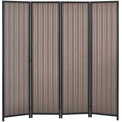 HOMCOM Paravan din lemn divizor de cameră cloison de séparation pliabil 4 panouri 180 x 180 cm maro | Aosom Romania