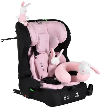 Scaun auto Moni - Security, IsoFix, i-Size, 76-150 cm, roz deschis pentru bebeluși