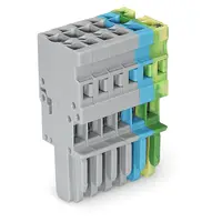 1-conductor female plug; 4 mm²; 6-pole; 4,00 mm²; gray, blue, green-yellow