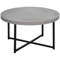 HOMCOM Masă de cafea rotundă cu efect beton ceruit din lemn și metal, Ø 80 x 45 cm, suport încrucișat | Aosom Romania