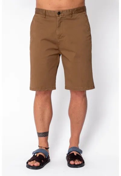 Pantaloni scurti cu nasture din bumbac Brown 22005 - Maro