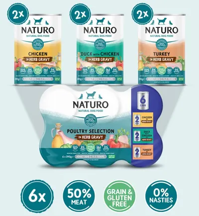 Conserve Naturo Adult Variety Pack, Pui, Rata, Curcan 390g x 6, EXPIRA 31.08.2026