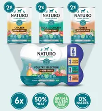 Conserve Naturo Adult Variety Pack, Pui, Rata, Curcan 390g x 6, EXPIRA 31.08.2026