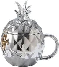 Pahar cu capac Morello - Ananas, cu linguriță, 430 ml, Silver