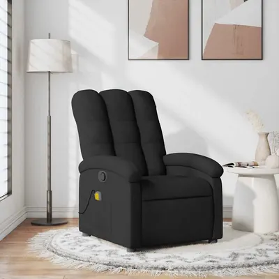 vidaXL Fotoliu de masaj rabatabil, negru, material textil