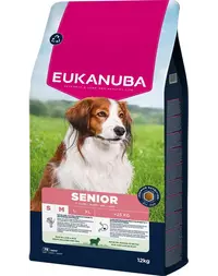 EUKANUBA Senior Small Medium Breeds Lamb Rice 12 kg hrană câine senior rase mici/medii bogată în miel și orez