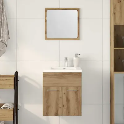 Gossi set mobilier de baie, 2 piese, stejar artizanal, lemn prelucrat