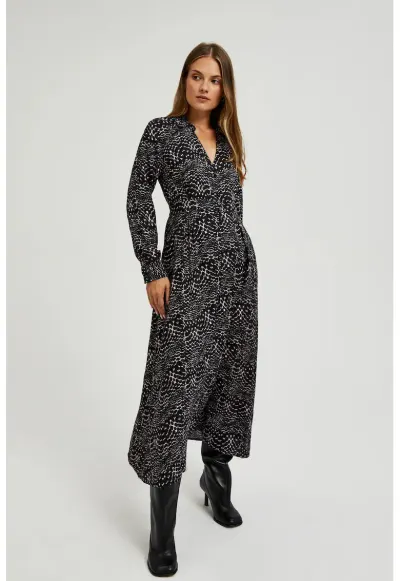 Rochie midi din viscose neagra - Negru