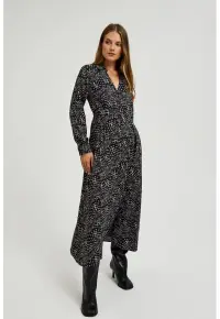 Rochie midi din viscose neagra - Negru