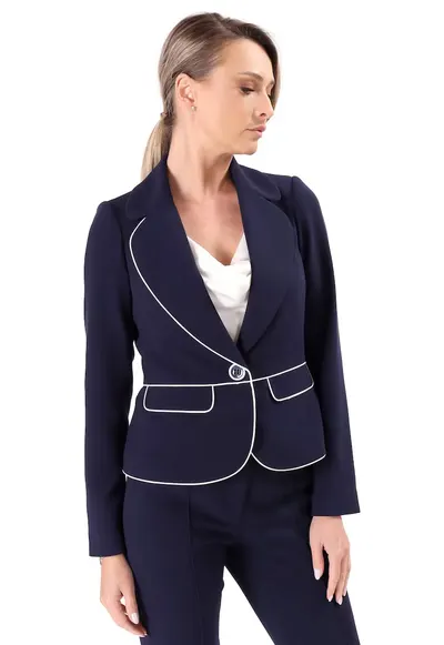 Sacou din stofa elastica cu viscoza SB9-IDB - Bleumarin