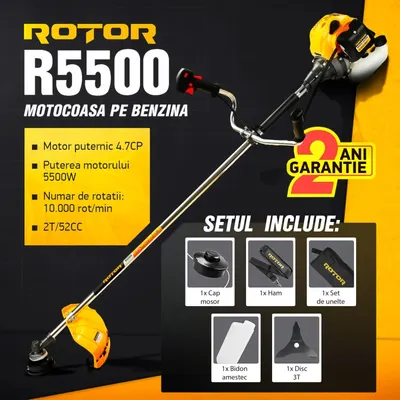 Motocoasa pe benzina R5500 ROTOR 4.7 CP , 5500 Watti