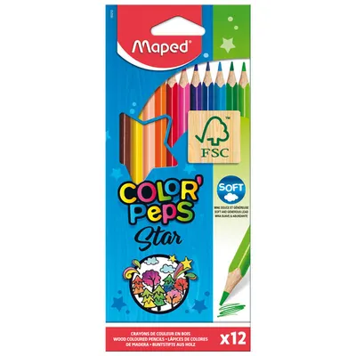 Creioane colorate, 12culori/set,Soft, Maped Color'Peps Star