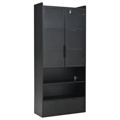 Dulap vitrină înalt, Negru | Aosom Romania
