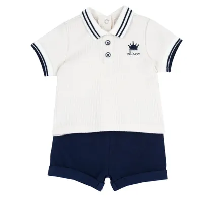 Tricou copii si pantaloni scurti Chicco, Alb cu albastru, 02032-70MFCI
