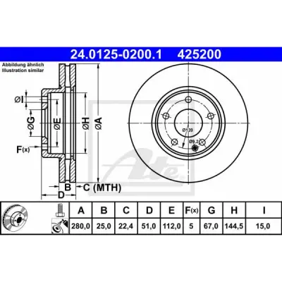 Disc frana ATE 24.0125-0200.1