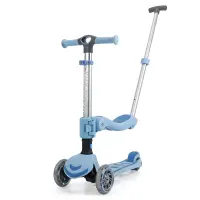 Trotineta pliabila cu 3 roti luminoase, ghidon reglabil si scaun detasabil, 3 in 1, Kick'n Roll S6, Eco, Albastru