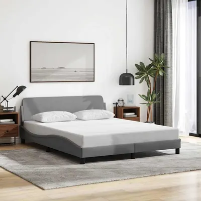 vidaXL Cadru de pat, Dover, gri deschis, 160x200 cm, textil