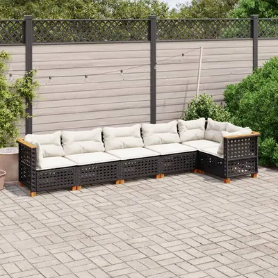 Gossi set mobilier de gradina cu perne, 6 piese, negru, poliratan